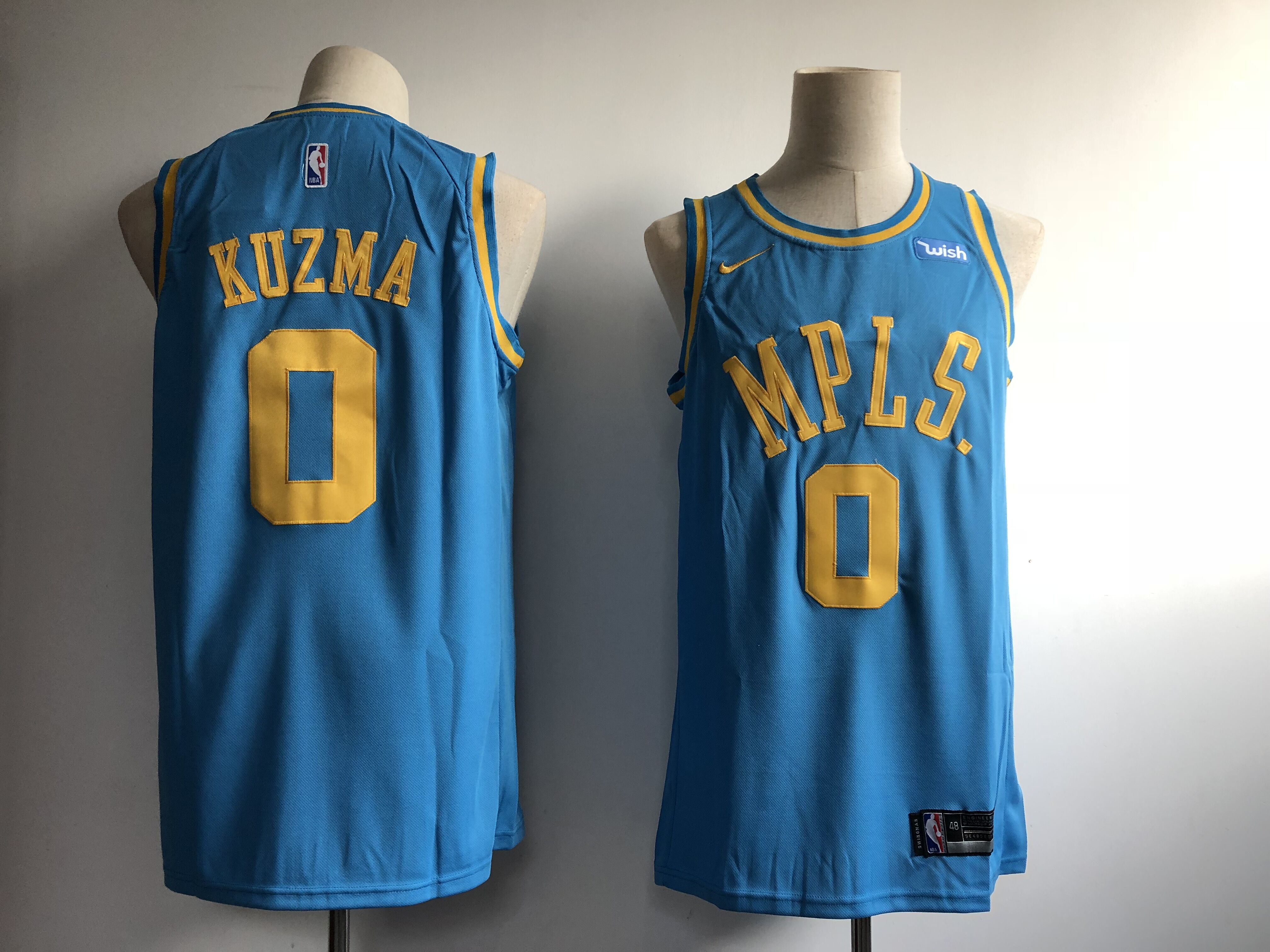 Men NBA Los Angeles Lakers 0 Kuzma light blue game Nike NBA jerseys